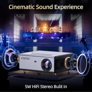 Outdoor Projector, [Portable with Bag] KSAN 200” Movie Projector with WiFi and Bluetooth, Native 1080P Full HD, 5W Speaker with Dolby, Video Projector Home Theater Compatible with Phone/TV Stick/PC - Image 6