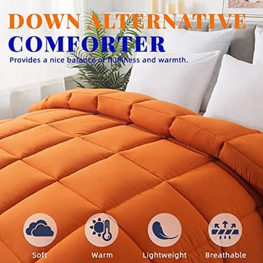 Cosybay Down Alternative Comforter (Burnt Orange, Twin) - All Season Soft Quilted Twin Size Bed Comforter - Duvet Insert with Corner Tabs - Winter Summer Warm Fluffy, 64x88 inches - Image 3