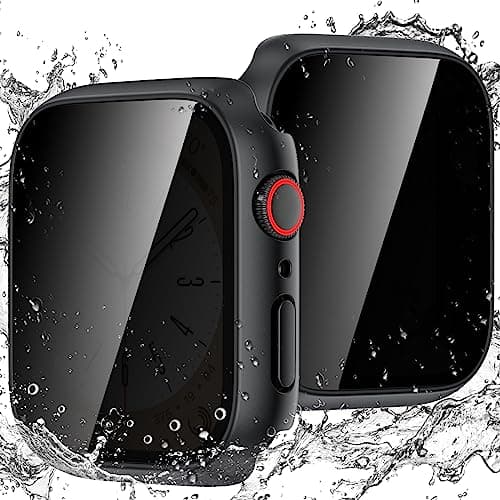 Goton Waterproof Privacy Case for Apple Watch Screen Protector, Anti-Spy Tempered Glass Film iWatch Cover Hard PC Case Bumper for Apple Watch SE 3/2/1, Series 6/5/4, 44mm BlackBlack - Image 1