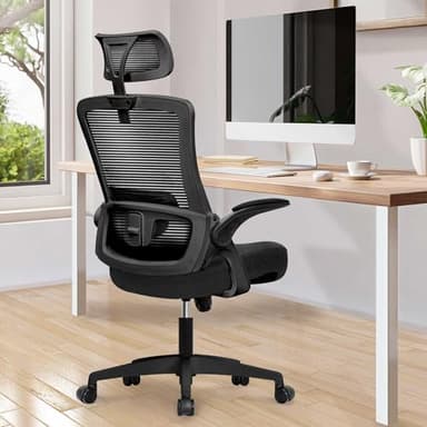 NEO CHAIR Ergonomic Adjustable Home Office Desk Chair High Back Computer Gaming Mesh Chair with Comfy Task Adjustable Arms Lumbar Neck Support Swivel for Home Office (Dark Black) - Image 7