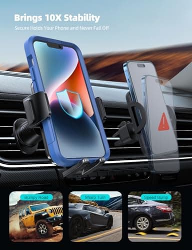 Lamicall 2025 Wider Clamp & Metal Hook Car Phone Holder Vent [Thick Cases Friendly] Phone Holders for Your Car Mount Automobile Hands Free Cradle Air Vent for iPhone 17 16 15 14 13 Pro Max Smartphone - Image 4