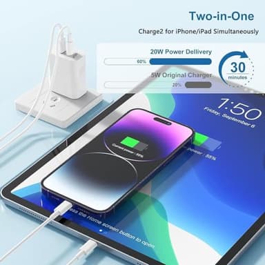 USB C Fast Charger Block,USB C Charging Block 2-Pack Type C 2in1 Dual Ports Plug Wall Charger, Fast Type C Charger for iPhone 17 Pro Max/17 Pro/17 Air/16 Pro Max/15/14/13/12/11/Xs Max/XR/X,iPad - Image 3