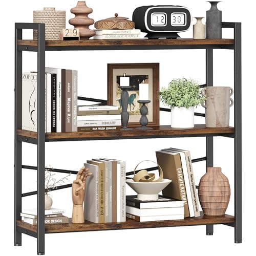 Book Shelf, 3 Tier Bookshelf 31.49" Width, Book Shelf Storage and Organization, Wooden and Metal Industrial Bookcase, Large Book Shelves for Home Living Room Bedroom Office Storage(Vintage) - Image 1