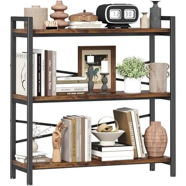 Book Shelf, 3 Tier Bookshelf 31.49" Width, Book Shelf Storage and Organization, Wooden and Metal Industrial Bookcase, Large Book Shelves for Home Living Room Bedroom Office Storage(Vintage) - Image 1