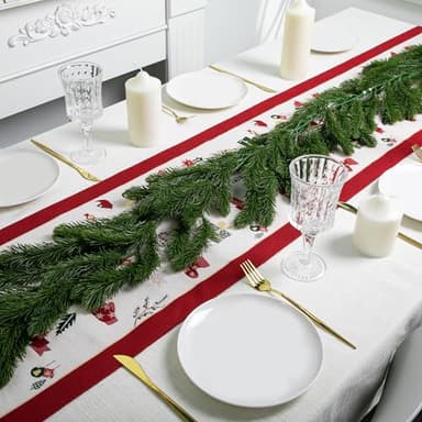 9.8 Ft Christmas Norfolk Pine Garlands, Single Fork Norfolk Pine Realistic Touch Garland, Artificial Pines Greenery Garland for Christmas Table Fireplace Wall Home Decoration - Image 6