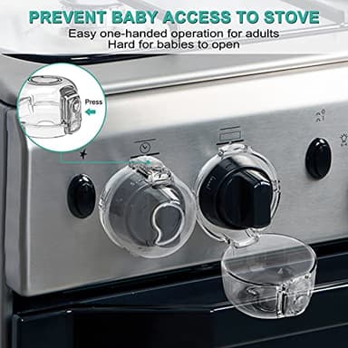Mom's Choice Gold Awards Winner - Stove Knob Covers for Child Safety (5 + 1 Pack) Double-Key Design and Upgraded Universal Size Gas Knob Covers Clear View Childproof Oven Knob Covers for Kids and Pets - Image 2