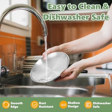 Petdream 2-Pack Stainless Steel Cat Food Bowls – Shallow Whisker-Friendly Non-Slip Silicone Base,Easy to Clean Indoor Feeding Dishes(6.7") - Image 7