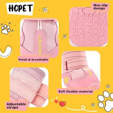 Hcpet Dog Shoes, Dog Boots for Large Dogs, Breathable Dog Booties Paw Protector for Summer Hot Pavement, Winter Snowy Day, Outdoor Walking, Indoor Hardfloors Anti Slip Sole Pink Size 6 - Image 5