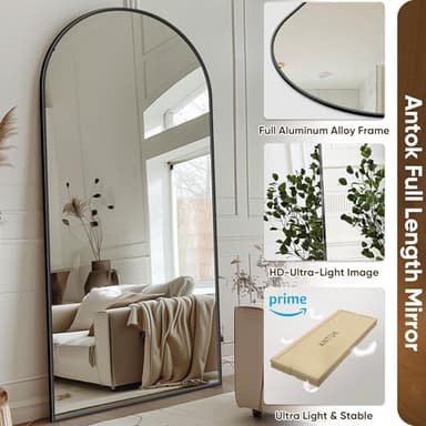 Antok Full Length Mirror, 76"x34" Arched Floor Mirror, Mirror Full Length with Stand, Wall Mounted Mirrors for Living Room Bedroom,Black - Image 5