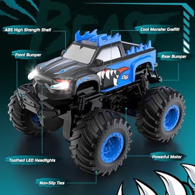 FAFUGANIA Remote Control Car, 1:24 Scale All Terrain Monster Tuck Toys with 360° Rotation, Remote Control Tuck with 20km/h, Auto Demo and Lights, 2.4Ghz Rc Cars, Monster Trucks for Boys 4-7 - Image 5