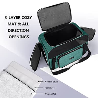 BAGLHER Pet Travel Carrier, Cat Carriers Dog Carrier for Small Medium Cats Dogs Puppies, Airline Approved Small Dog Carrier Soft Sided, Collapsible Puppy Carrier. Green - Image 5