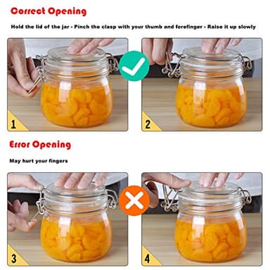 ComSaf Airtight Glass Jars with Lids 78oz Set of 3, Food Storage Canister Square - Storage Container with Clear Preserving Seal Wire Clip Fastening for Kitchen Canning Flour, Cereal, Pasta, Beans - Image 7