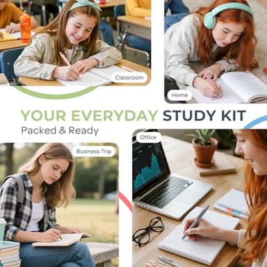 Nicpro 39 PCS Aesthetic School Supplies with Cute Pencil Case, 12 Color Pastel Highlighters, 5 Quick Dry Retractable Black Ink Pens, 6 Pastel Mechanical Pencil 0.5 & 0.7 mm for Student Stationary - Image 6