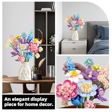 SUNHABI Flower Building Set for Adults Flower Bouquet Botanical Collection Unique Home Décor or Office Décor Great Gift for Her and Him (VASE NOT Included) - Image 5