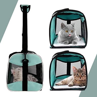 Cat Carrying Case Pet Dog Carrier Soft-Sided Cat Bag Airline Approved, Pet Travel Carrier Up to 15 Lbs, Collapsible Cats Carrier Dog Carrier for Medium Small Cats Dogs(17x11x11 Green) - Image 3