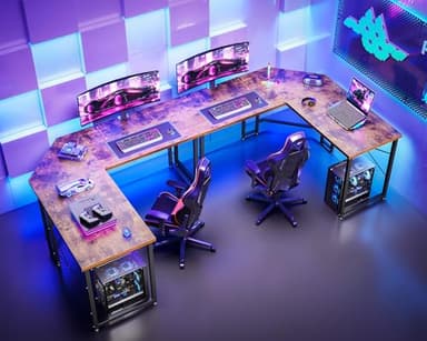 Casaottima 51 Inch L Shaped Gaming Desk, Corner Table Sturdy Workstation for Home Office, Writing, Gaming, Computer Desk for Small Space, Easy Assembly, Rustic Brown - Image 5