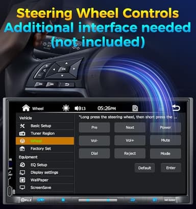 PLZ 7" Wireless Double Din Car Stereo Apple Carplay Radio QLED Screen for Car, Android Auto, Bluetooth 5.3, Fast Charger, 1080P Backup Camera, 4.2 Channel Outputs 240W, 2 Subwoofer - Image 7