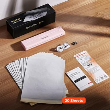 MUNBYN Tattoo Stencil Printer ITP05, Wireless Thermal Tattoo Printer with 20 Transfer Papers, Compatible with Android and iOS Phone/Tablet & PC, Tattoo Printer for Tattoo Artists & Beginners(Pink) - Image 9