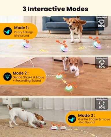 Xeuch Interactive Dog Toys, Automatic Moving and Rolling LED Light Up Dogs Ball with Rope, Motion-Activated Wicked Ball for Small Medium Pup, Stimulation Toy for Boredom Relief White - Image 3