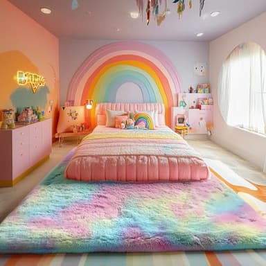 PAGISOFE 4x6 Rainbow Fluffy Soft Plush Area Rugs for Girls Bedroom, Shaggy Rugs for Kids Playroom,Kawaii Princess Fuzzy Rugs for Nursery Baby Toddler,Cute Colorful Room Decor for Teenage - Image 6