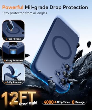 CANSHN Designed for Samsung Galaxy S25 Plus Case (2025) [Full Camera Protection] [Compatible with Magsafe] Translucent Matte Back Protective Phone Cover, Deep Blue - Image 6