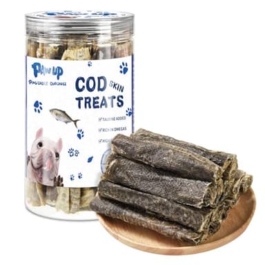 PAWUP Dog Treats, Cod Skins Dog Treat with Taurine, One-Ingredient Grain-Free Chew Fish Skin Rolls Rich in Omega3, 8 oz - Image 1