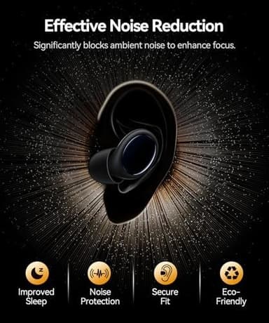 Ear Plugs for Sleeping 45dB Noise Cancelling Ear Plugs for Noise Reduction & Snoring, Concerts, Earplugs for Sleep, Sider Sleepers Airplane, Silicone Earplugs Reusable Concert Ear Plug +8Tip Black - Image 4