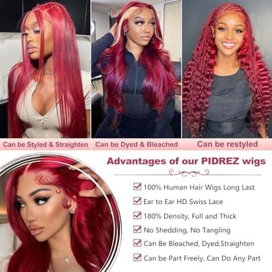 99j Burgundy Wig Human Hair 180% Density 13x6 Body Wave Lace Front Human Hair Pre Plucked 26 Inch - Image 6