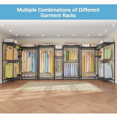 VIPEK Classic V6 Wire Garment Rack Heavy Duty Clothes Racks with Shelves, Freestanding Portable Wardrobe Closet Rack for Hanging Clothes Closet System 68.9" L x 15.7" W x 76.4" H, Load 850LBS, Black - Image 6