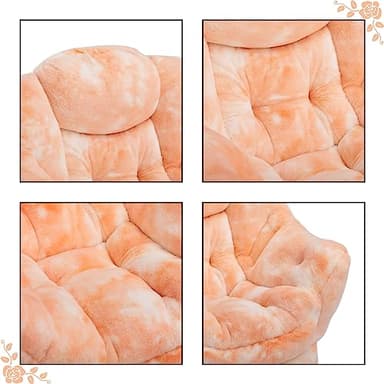 HollyHOME Lazy Chair with Foldable Ottoman, Accent Comfy Lounge Armchair and Folding Footrest Stool, Leisure Sofa Reading Chair and Footstool for Living Room, Bedroom, Dorm,Faux Fur Peach - Image 5