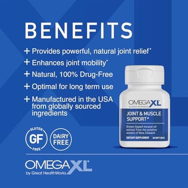 OmegaXL Joint Support Supplement - Natural Muscle Support, Green Lipped Mussel Oil, Soft Gel Pills, Drug-Free, 120 Count - Image 3