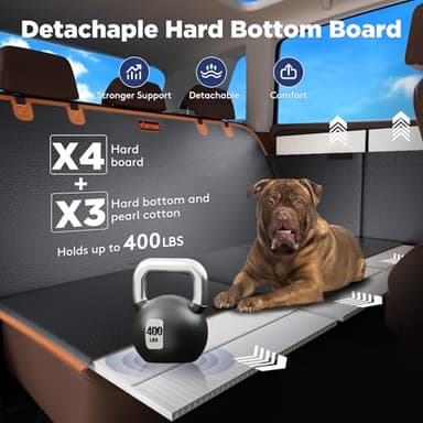 FURTIME Dog Car Seat Cover for Back Seat, Upgraded PU Leather Back Seat Extender with Hard Bottom Holds 400LBS, Waterproof Anti-Scratch, Large Space Back Seat Cover for Car, SUV, Small Truck - Image 2