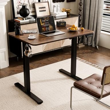 ERGOMAKER 35" Electric Standing Desk, Adjustable Height, Sit Stand Up Desk for Home Office & Computer Workstations, Memory Controller, Rustic Brown - Image 2
