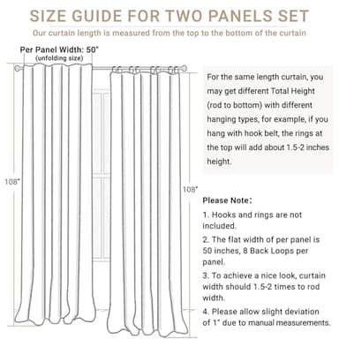 100% Blackout Shield Linen Blackout Curtains for Bedroom 108 Inches Long, Back Tab/Rod Pocket Living Room Drapes, Thermal Insulated Blackout Curtains 2 Panels Set, 50" W x 108" L, Beige - Image 8