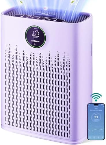ECOSELF Smart Air Purifier for Home Large Rooms, with WiFi Control, Covers Up to 2400 Ft², Smart Mode, AQI Display, 22dB Sleep Mode & Aromatherapy with 2X-Power Filtration, HAP603WF, Bright White - Image 1