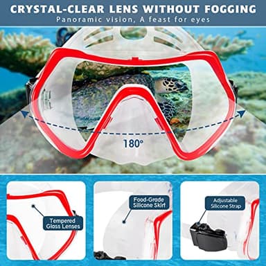 ZEEPORTE Mask Fin Snorkel Set with Adult Snorkeling Gear, Panoramic View Diving Mask, Trek Fin, Dry Top Snorkel +Travel Bags, Snorkel for Lap Swimming - Image 3