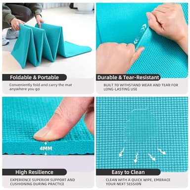 GymCope Foldable Yoga Mat for Travel, 68"x24" Folding Travel Gym Mat for Women Yoga Studio, Packable and Portable Pilates Mat with Storage Bag Easy to Carry, Lightweight Travel Workout Mat, 2mm/4mm - Image 7