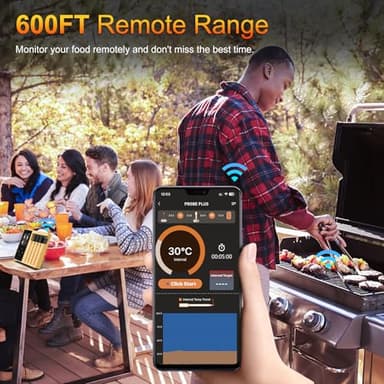 Smart Wireless Meat Thermometer - 4 Ceramics Probes,Upgraded Large Split Screen, Temperature Alert, Long-Range Bluetooth App or Host Control for iOS & Android, Perfect for BBQ, Oven, Grill, Kitchen - Image 3