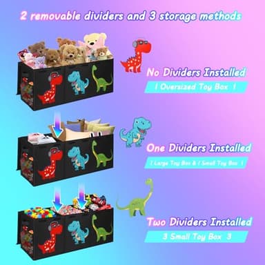 Mabahoo Extra Large Toy Box Chest, Collapsible Storage Organizer with Lids, Sturdy Dinosaur Toybox for Boys Girls, 40"x16"x16" Kids Storage Bin Box Baskets for Living Room, Playroom, Bedroom, Nursery - Image 6