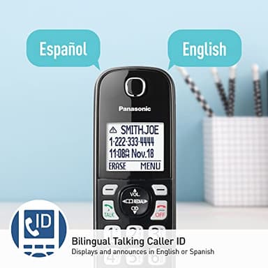 Panasonic Cordless Phone with Answering Machine, Advanced Call Block, Bilingual Caller ID and Easy to Read High-Contrast Display, Expandable System with 2 Handsets - KX-TGD832M (Metallic Black) - Image 7