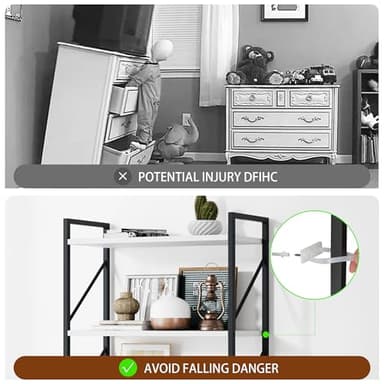 Shintenchi 2-Tier Bookshelf: Tall Industrial Bookcase for Living Room/Home/Office, Modern Book Holder with Storage Rack Shelves - White - Image 6