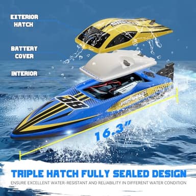 TOPCHOIC Brushless RC Boat 30+MPH, Big Remote Control Boats for Adults and Kids, Fast Racing Boat with Self-Righting, LED Lights, Waterproof, RTR, Sailboat for Lake, River, Saltwater and Pools - Image 5