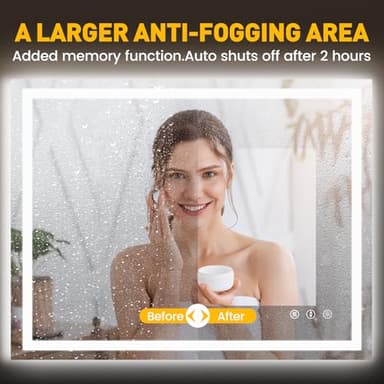 YOLEO 24x36 LED Bathroom Mirror, 36x24 Led Mirror for Bathroom with Front and Backlit, Lighted Bathroom Vanity Mirror for Wall, Anti-Fog, Dimmable, Memory Function, 3 Colors, Horizontal/Vertical - Image 7