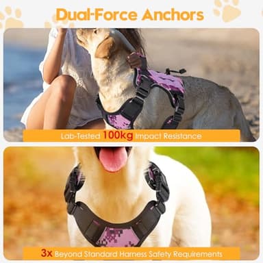 Heavy-Duty Tactical Dog Harness for Large Dogs, No Pull Adjustable Reflective Pet Vest with Molle System, K9 Military-Grade Control for Service Training, Outdoor & 10+ Breeds, Purple Camo, Medium - Image 4