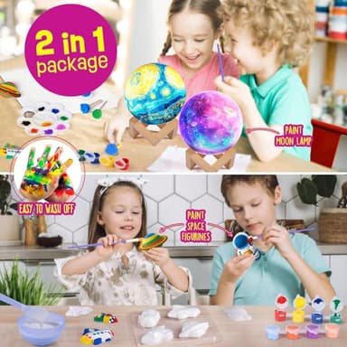 Paint Your Own Moon Lamp Kit, Cool Gifts DIY 3D Moon Night Light, Arts and Crafts for Kids Ages 8-12，Space Art Supplies Craft Kits, Girls Boy Birthday & Christmas Gifts Ages 3 4 5 6 7 8 9 10 11 12+ - Image 4