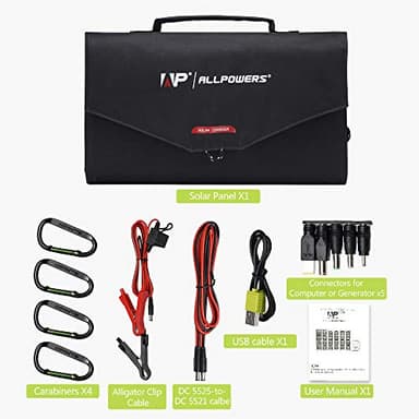 ALLPOWERS Solar Charger 100W Solar Panel Foldable Portable with Dual 5v USB18v DC for Laptop, Tablet, Notebook, 12v Car, Boat, RV Battery, Camping, Hiking, Travel - Image 7