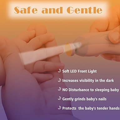 Baby Nail Trimmer Electric Nail File Baby Nail Clippers, Safe Nail Filer Grinder Kit for Newborn Infant Toddler Kids or Adults Toes Fingernails Care Trim Polish, with Led Light and 10 Grinding Heads - Image 5