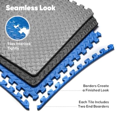 Home Gym Mat, Puzzle Exercise Mat, 1of EVA Interlocking Foam Floor Tiles for Home Workout Equipment and Kids' Play Areas - Grey, 24 in x 24 in x ½ in - 32 Tiles (Grey, 32 Pack 128 sq ft) - Image 7