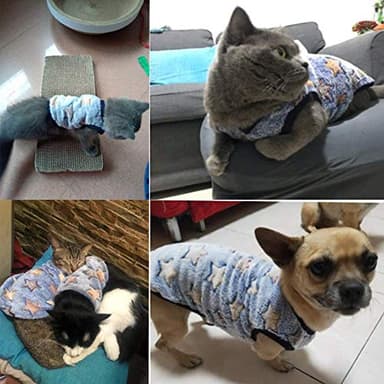 ANIAC Bunny Clothes for Rabbits Warm Kitten Vest Fleece XXXS Dog Shirt Cozy T-Shirt for Bunny Guinea Pig Ferret Puppy Mini Dog and Small Animals (XS, Navy Blue with Star) - Image 6