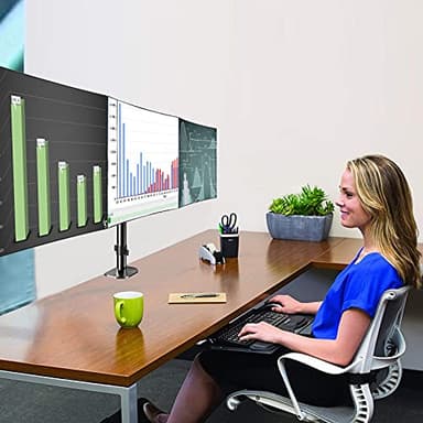 Pholiten Triple Monitor Desk Mount,Triple Gas Spring Monitor Arm for 17-32 inch LCD Computer Screens,Holds up to 22lb,Swivel, Tilt, Rotation, Clamp & Grommet Kit - Image 2